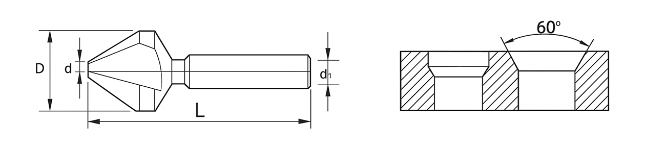 مته خزینه ۶۰ درجه HSSE 1 AST POWER CHAMFERED KNIFE HSSE WITH TAPPER SHANK 60°
