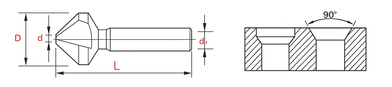 مته خزینه ۹۰ درجه HSSE 1 AST POWER CHAMFERED KNIFE HSSE WITH TAPPER SHANK 90°