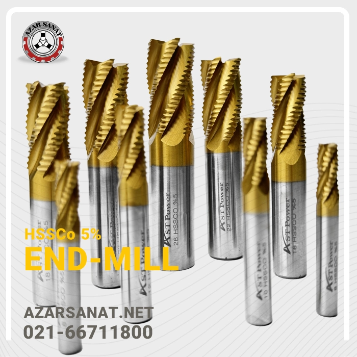 AST-END-MILL-HSSCO-5%-rough فرز انگشتی خشن HSSCO روکش طلایی 5 درصد کبالت AST POWER - تصویر 1